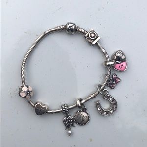 Pandora bracelet with charms